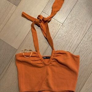 Zara Vibrant Orange Crop Top